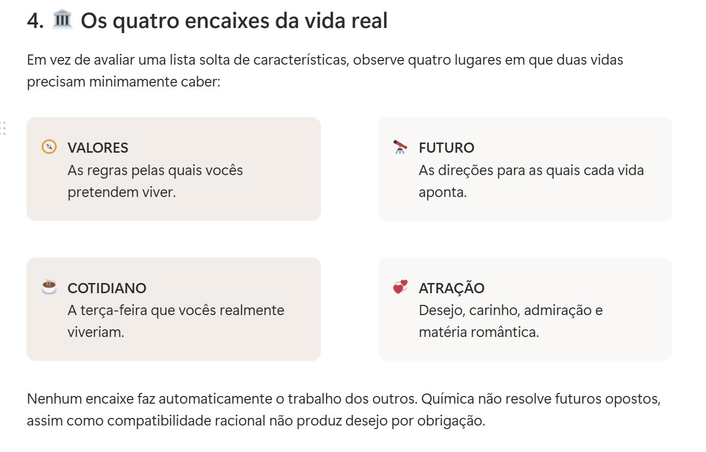 Página do produto sobre os quatro encaixes da vida real