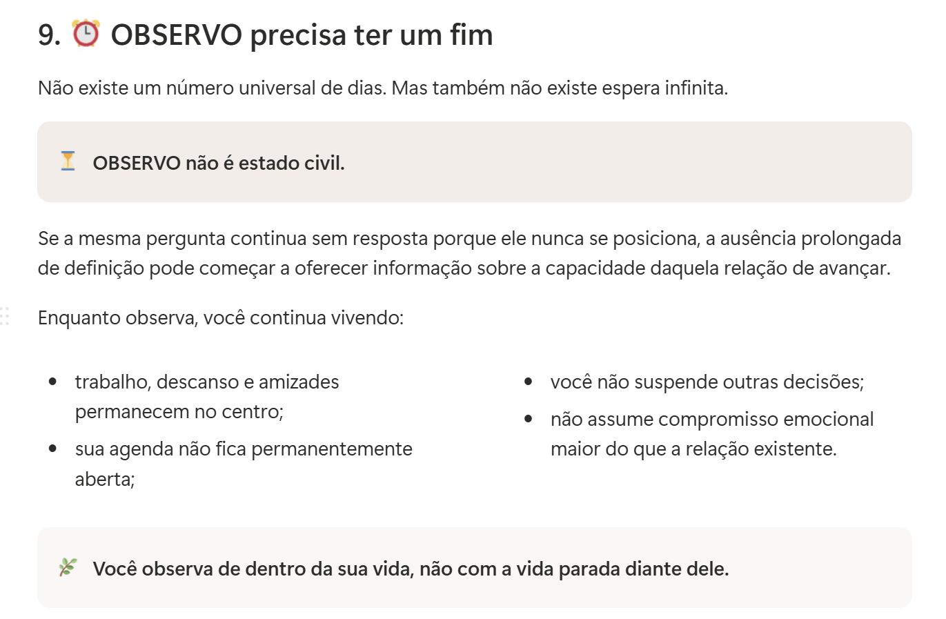Página do produto explicando que o período de observação precisa ter um fim